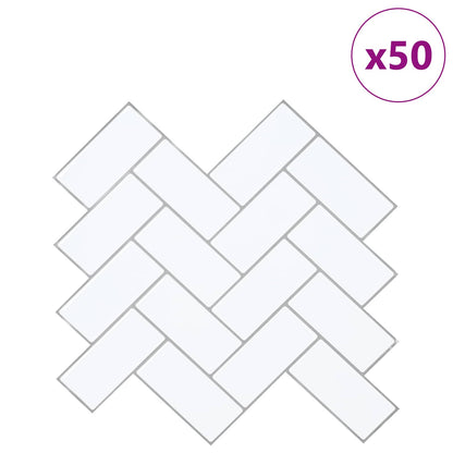 Herringbone Tile 50 pcs White Grey 30 x 30 cm