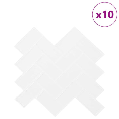 Herringbone Tile 10 pcs White 30 x 30 cm Polyurethane and PET