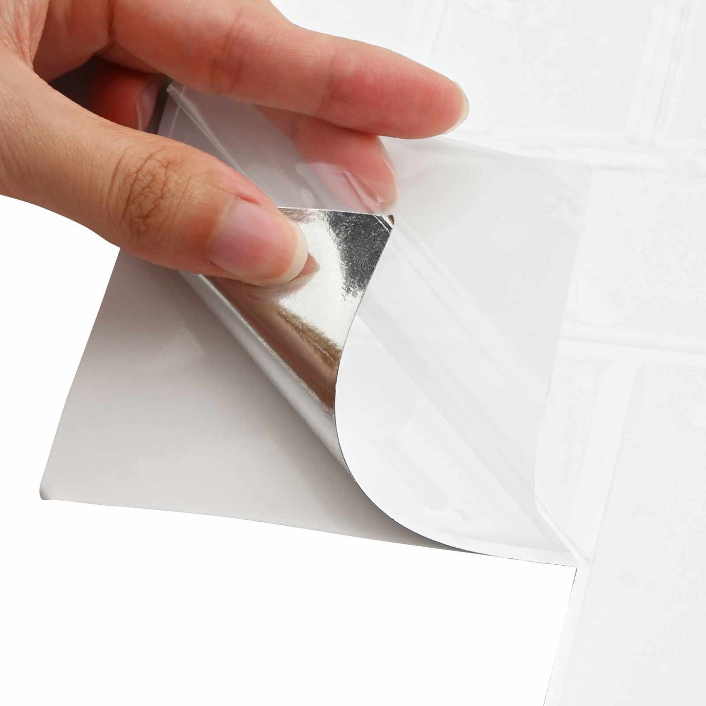 Herringbone Tile 50 pcs White 30 x 30 cm Polyurethane and PET