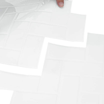 Herringbone Tile 50 pcs White 30 x 30 cm Polyurethane and PET