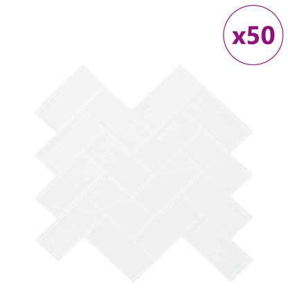 Herringbone Tile 50 pcs White 30 x 30 cm Polyurethane and PET