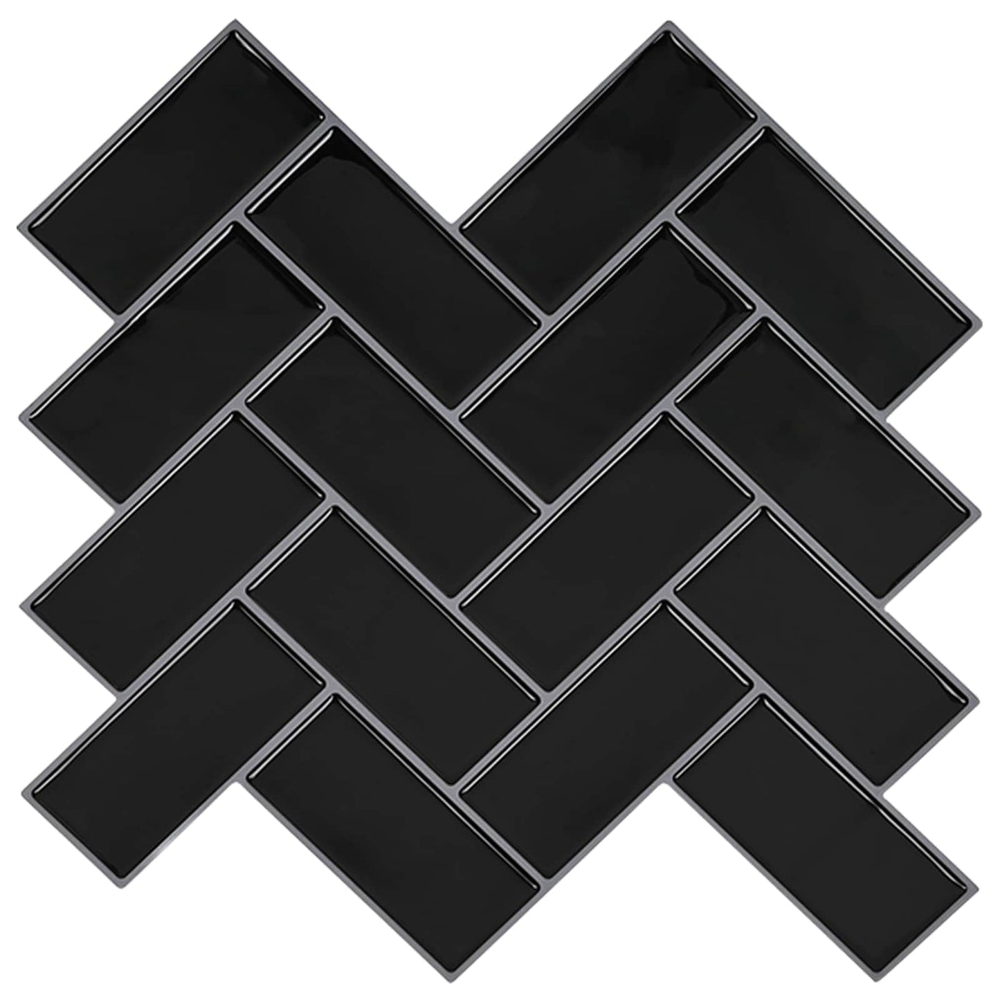 Herringbone Tile 10 pcs Black 30 x 30 cm Polyurethane and PET
