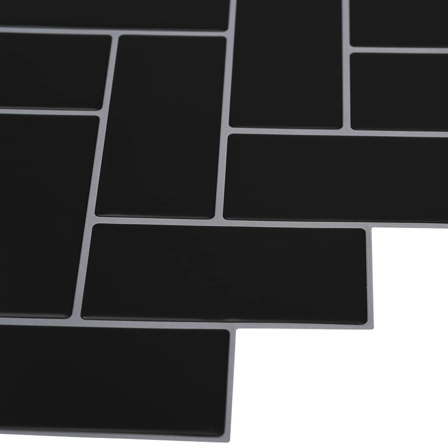 Herringbone Tile 10 pcs Black 30 x 30 cm Polyurethane and PET
