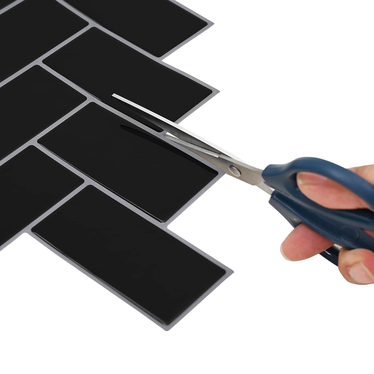 Herringbone Tile 10 pcs Black 30 x 30 cm Polyurethane and PET