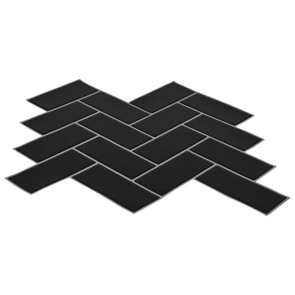 Herringbone Tile 10 pcs Black 30 x 30 cm Polyurethane and PET