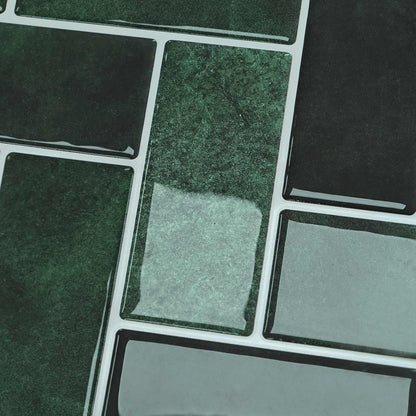 Herringbone Tile 10 pcs Dark Green 30 x 30 cm