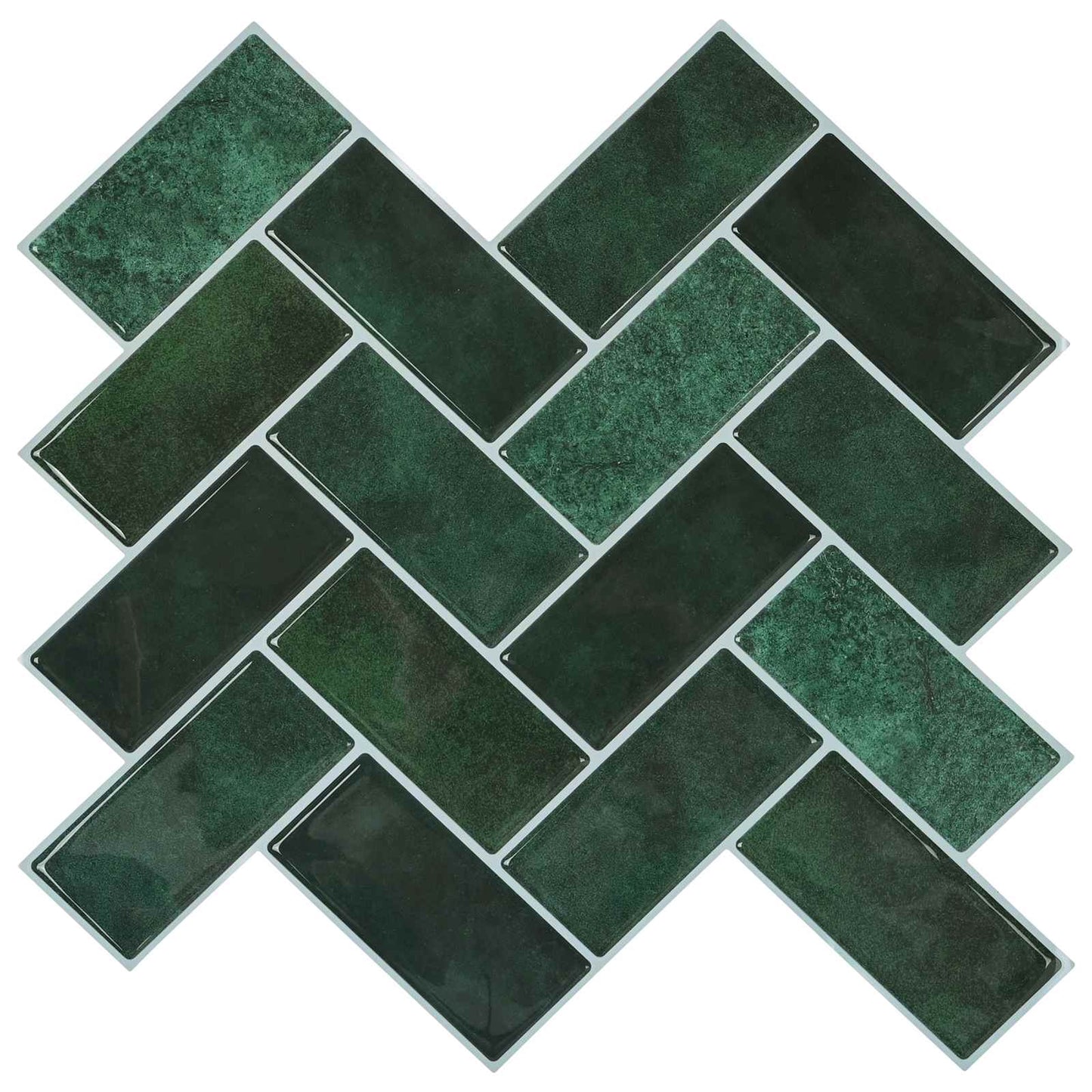 Herringbone Tile 10 pcs Dark Green 30 x 30 cm