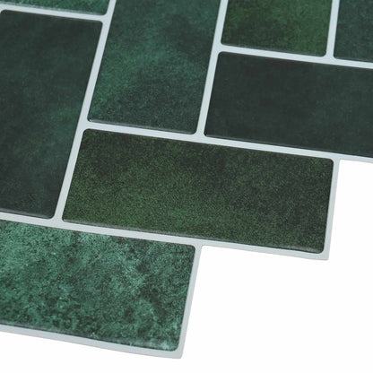 Herringbone Tile 20 pcs Dark Green 30 x 30 cm