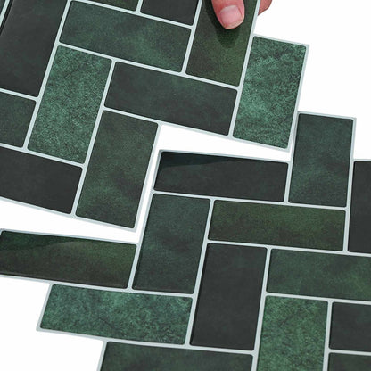 Herringbone Tile 20 pcs Dark Green 30 x 30 cm