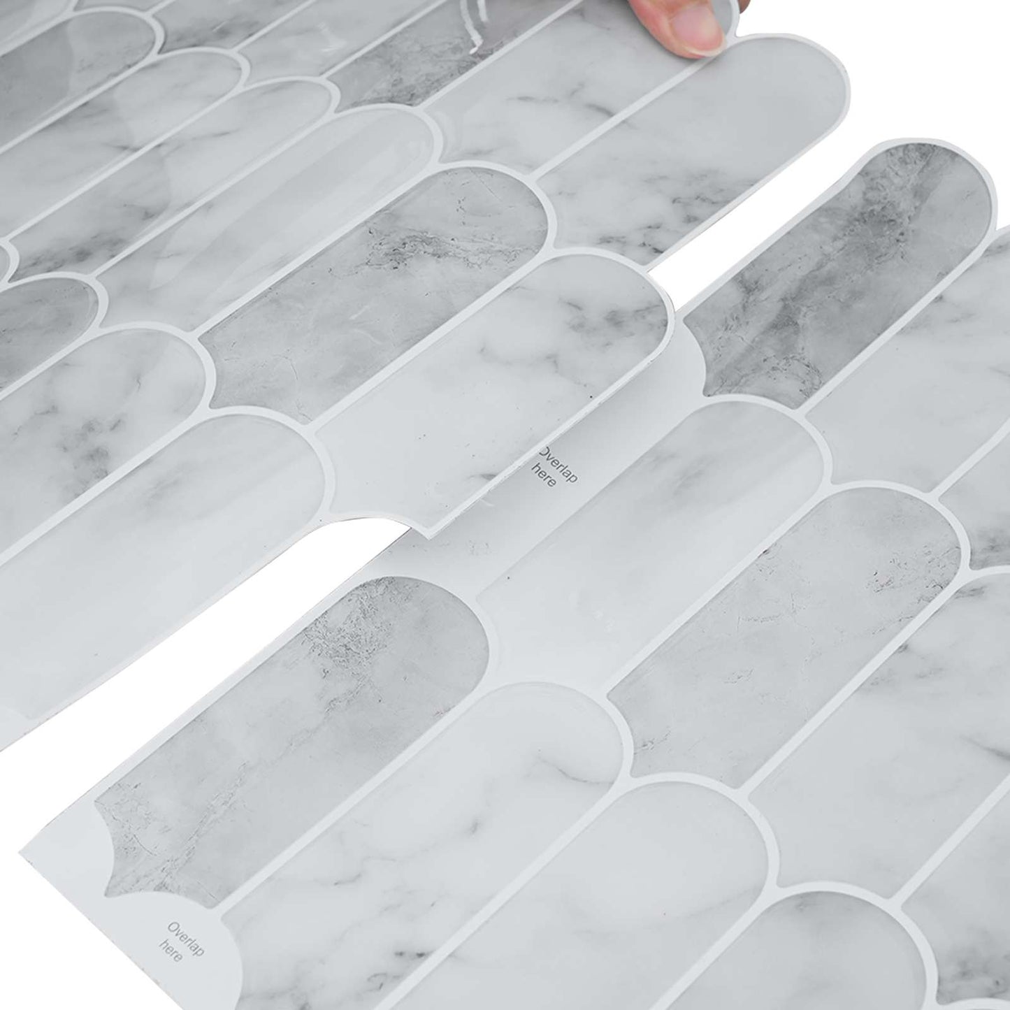 Feather Tile 10 pcs Grey Marble 30 x 30 cm Polyurethane and PET