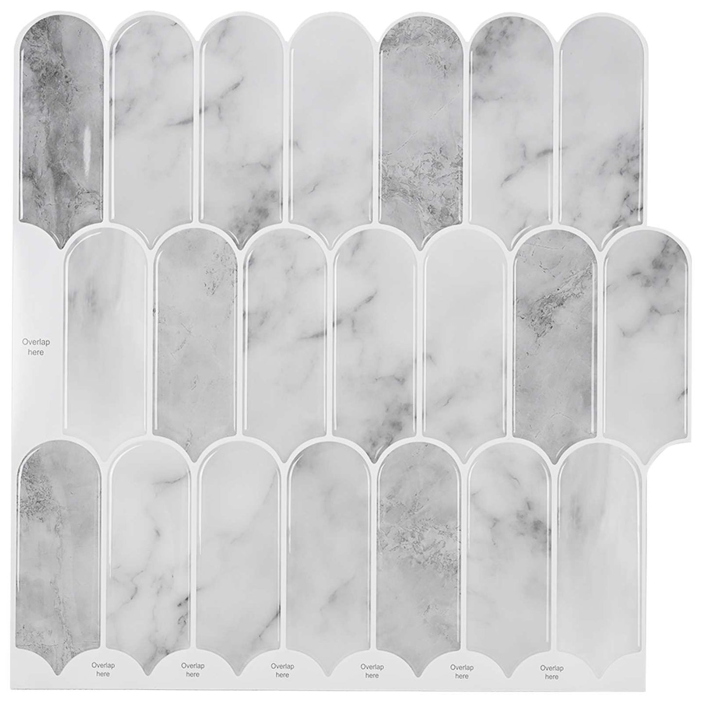 Feather Tile 20 pcs Grey Marble 30 x 30 cm Polyurethane and PET