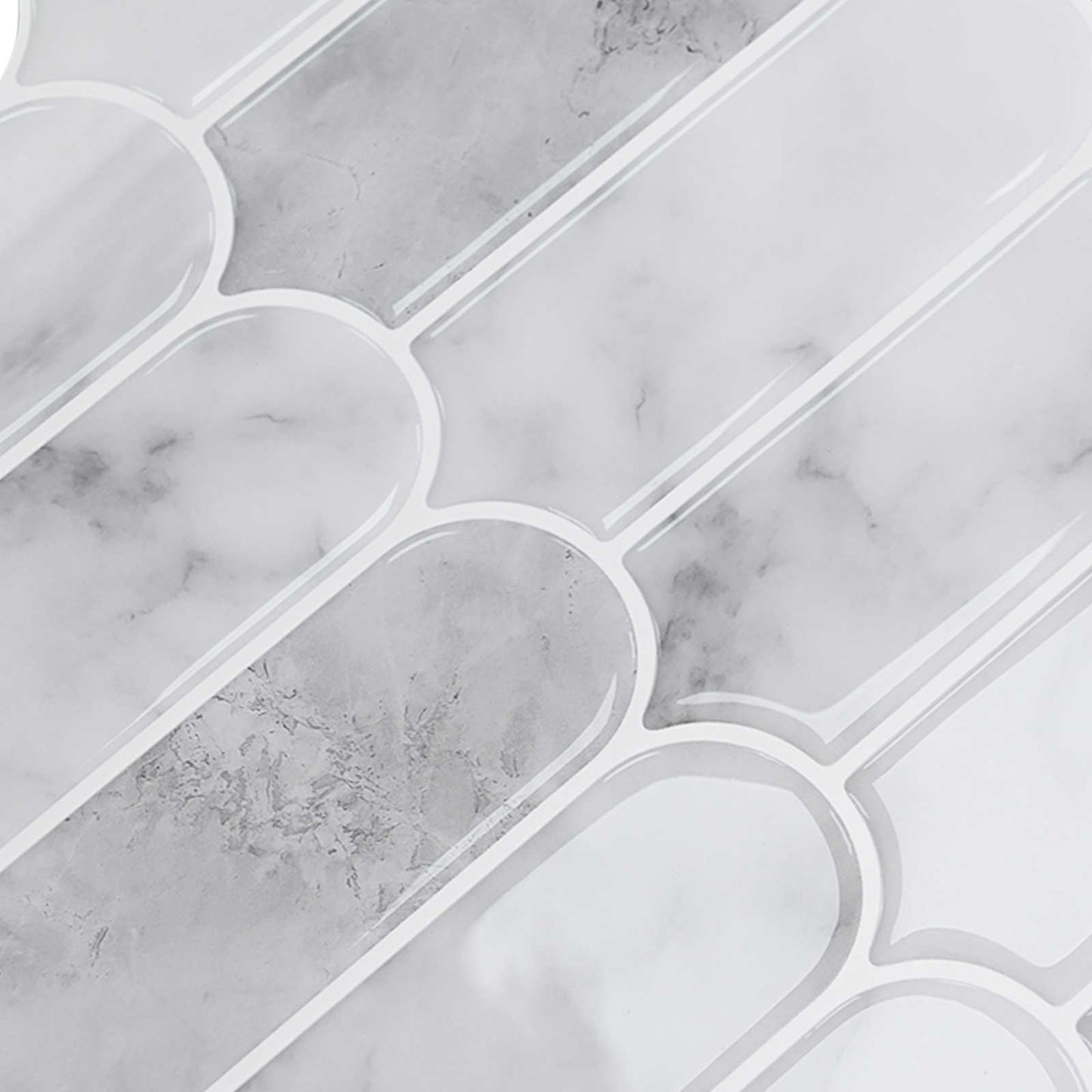 Feather Tile 50 pcs Grey Marble 30 x 30 cm Polyurethane and PET