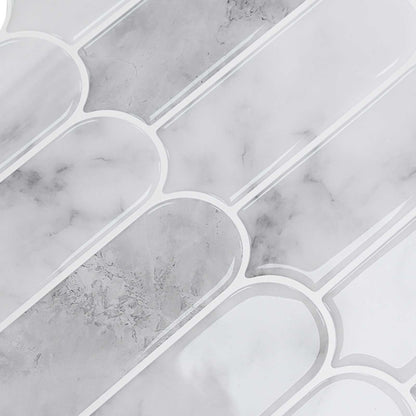 Feather Tile 50 pcs Grey Marble 30 x 30 cm Polyurethane and PET