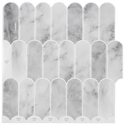 Feather Tile 50 pcs Grey Marble 30 x 30 cm Polyurethane and PET