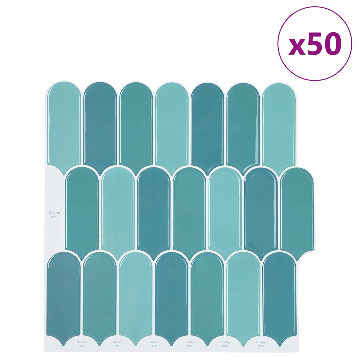Feather Tile 50 pcs Blue 30 x 30 cm Polyurethane and PET
