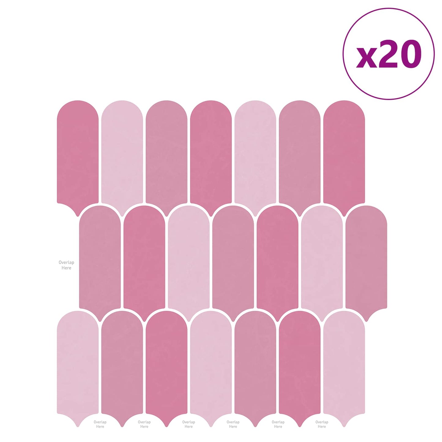 Feather Tile 20 pcs Pink 30 x 30 cm Polyurethane and PET