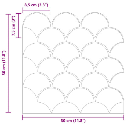 Fish Scale Tile 10 pcs White 30 x 30 cm Polyurethane and PET