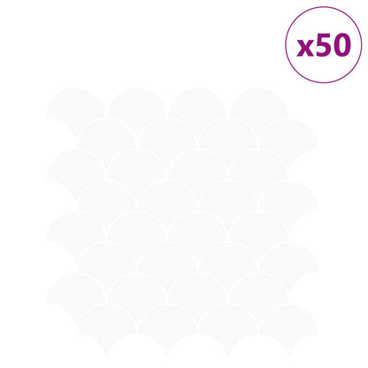 Fish Scale Tile 50 pcs White 30 x 30 cm Polyurethane and PET