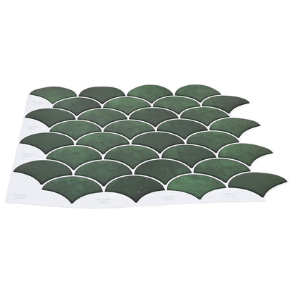Fish Scale Tile 10 pcs Dark Green 30 x 30 cm