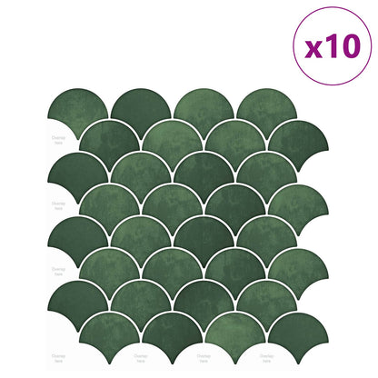 Fish Scale Tile 10 pcs Dark Green 30 x 30 cm