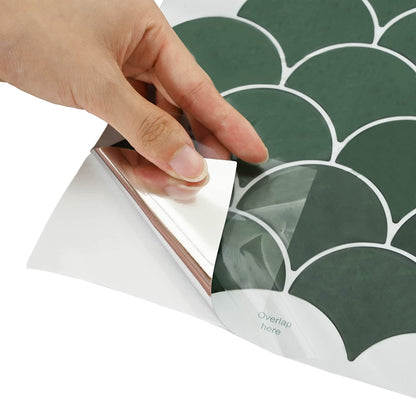 Fish Scale Tile 50 pcs Dark Green 30 x 30 cm