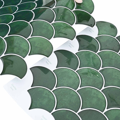 Fish Scale Tile 50 pcs Dark Green 30 x 30 cm