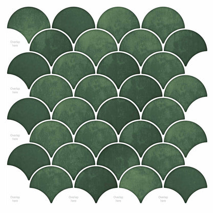 Fish Scale Tile 50 pcs Dark Green 30 x 30 cm