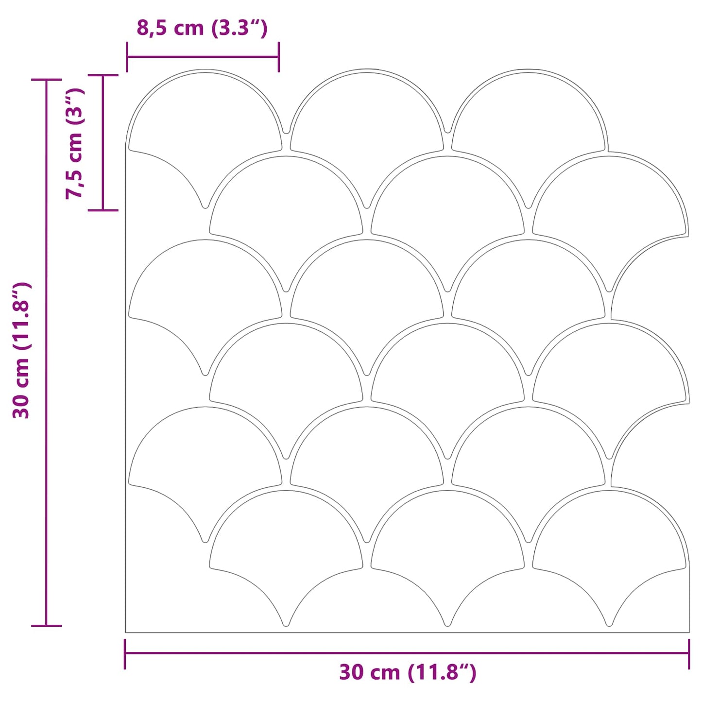 Fish Scale Tile 50 pcs Light Pink 30 x 30 cm