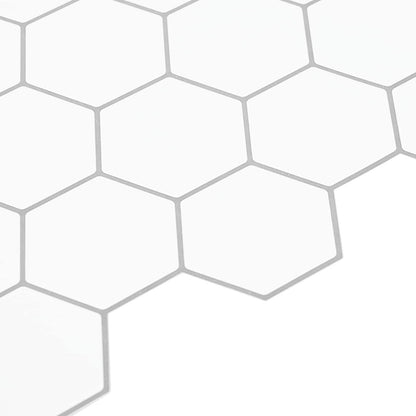 Hexagon Tile 10 pcs White Grey 30 x 30 cm Polyurethane and PET