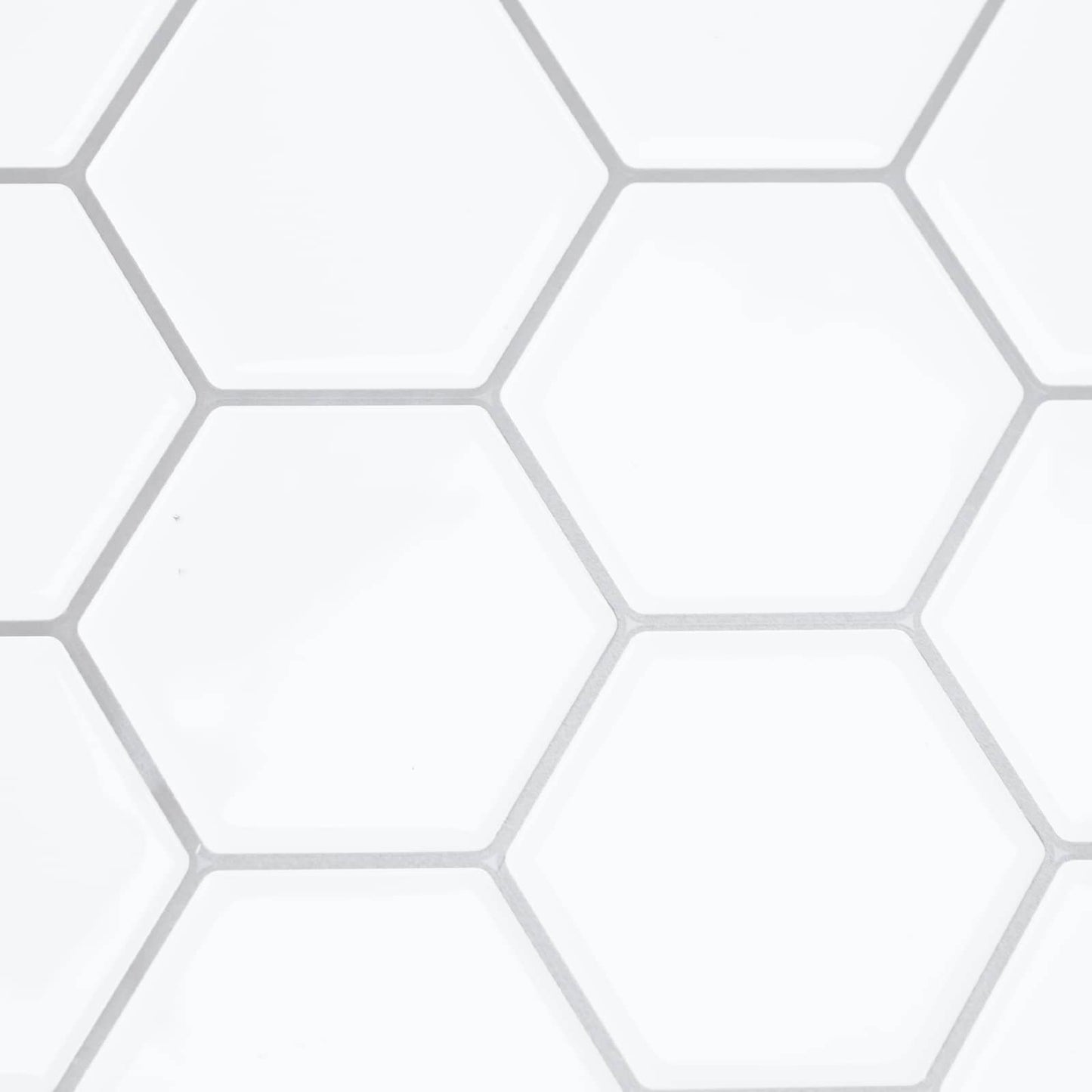 Hexagon Tile 10 pcs White Grey 30 x 30 cm Polyurethane and PET