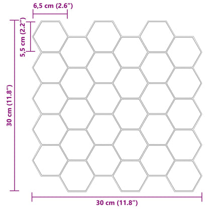Hexagon Tile 10 pcs White Grey 30 x 30 cm Polyurethane and PET
