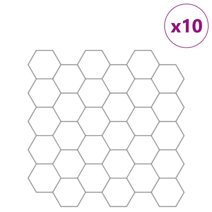 Hexagon Tile 10 pcs White Grey 30 x 30 cm Polyurethane and PET