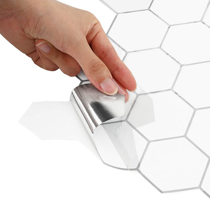 Hexagon Tile 20 pcs White Grey 30 x 30 cm Polyurethane and PET
