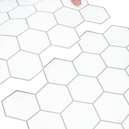 Hexagon Tile 20 pcs White Grey 30 x 30 cm Polyurethane and PET
