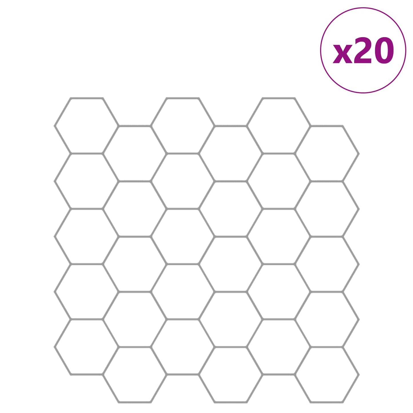 Hexagon Tile 20 pcs White Grey 30 x 30 cm Polyurethane and PET