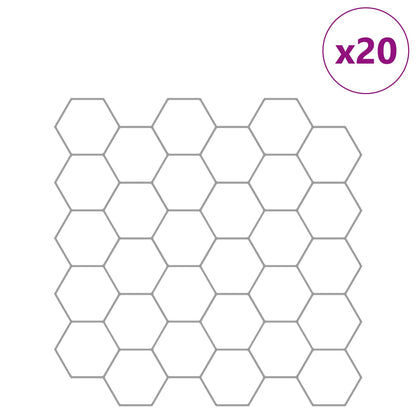 Hexagon Tile 20 pcs White Grey 30 x 30 cm Polyurethane and PET
