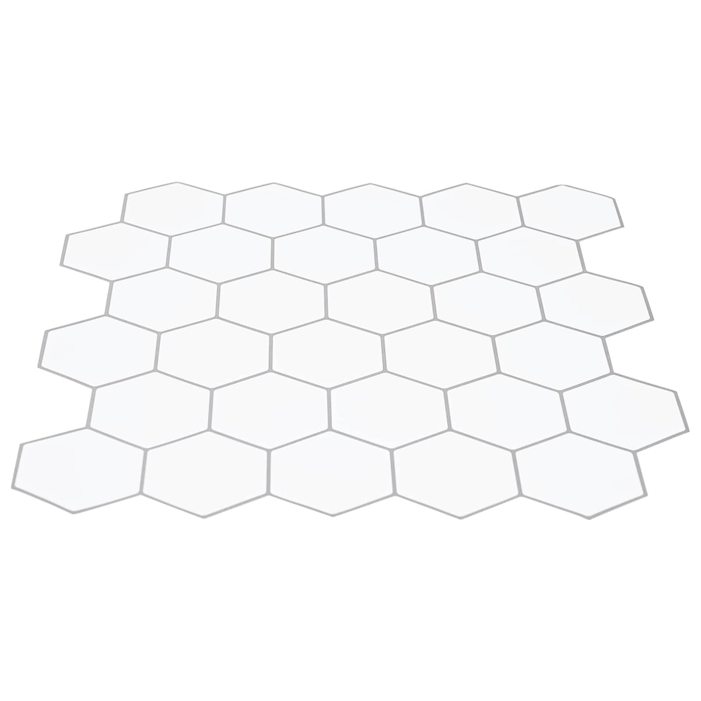 Hexagon Tile 50 pcs White Grey 30 x 30 cm Polyurethane and PET
