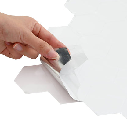 Hexagon Tile 10 pcs White 30 x 30 cm Polyurethane and PET