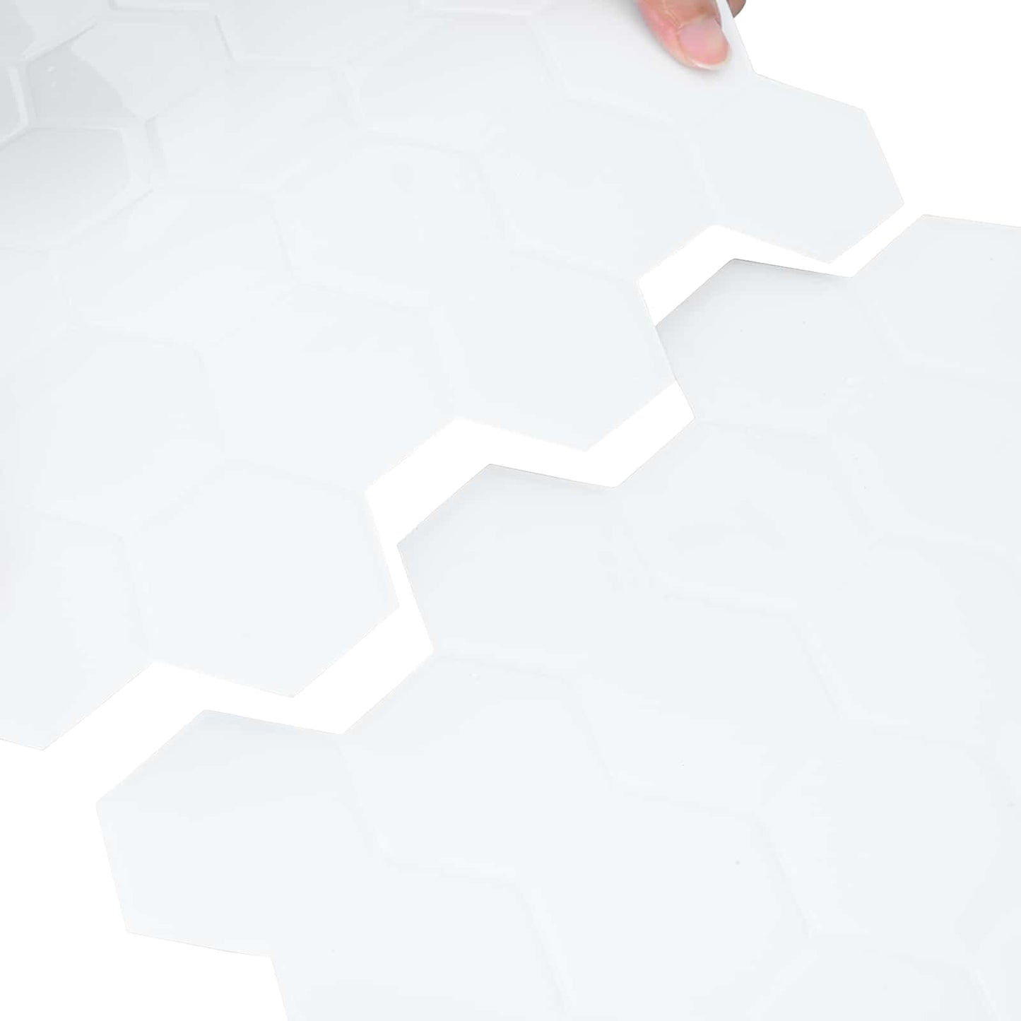 Hexagon Tile 20 pcs White 30 x 30 cm Polyurethane and PET