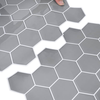 Hexagon Tile 10 pcs Grey 30 x 30 cm Polyurethane and PET