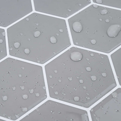 Hexagon Tile 10 pcs Grey 30 x 30 cm Polyurethane and PET