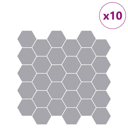 Hexagon Tile 10 pcs Grey 30 x 30 cm Polyurethane and PET