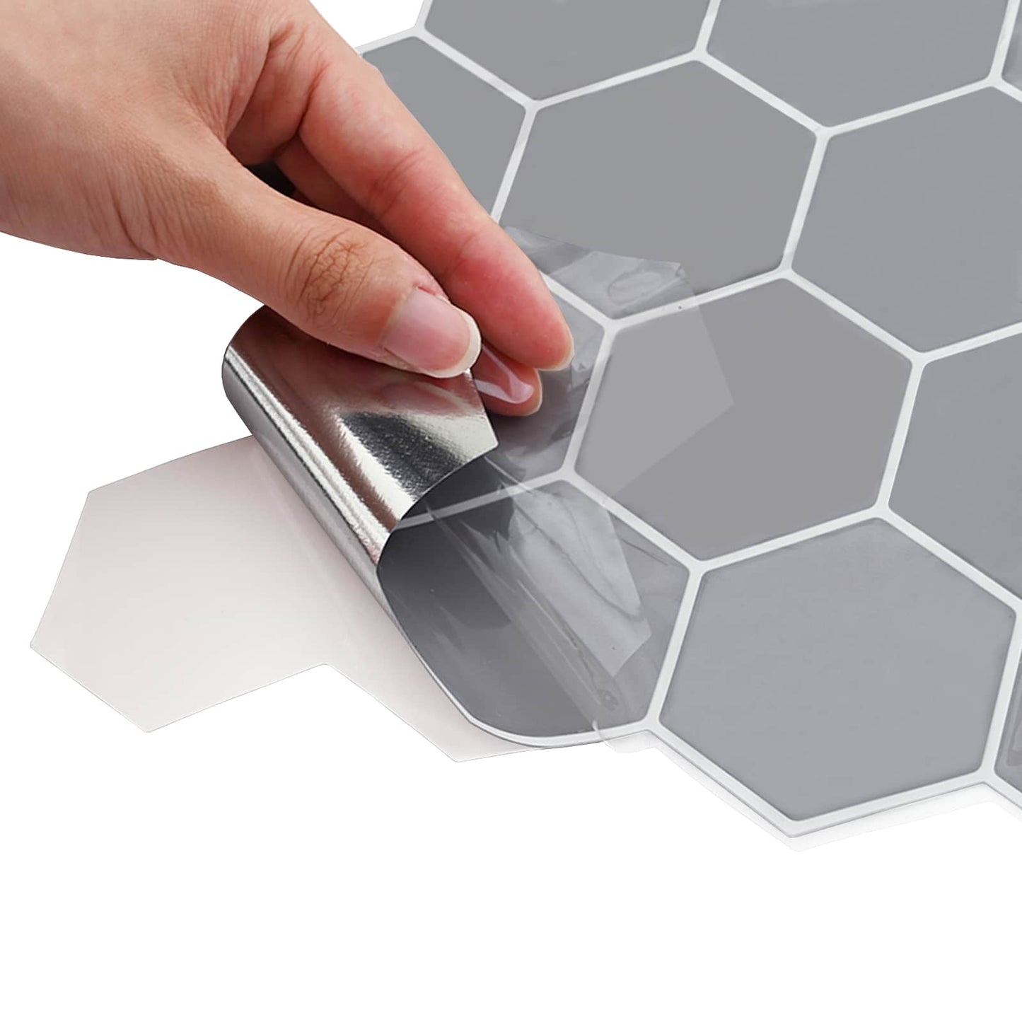 Hexagon Tile 20 pcs Grey 30 x 30 cm Polyurethane and PET