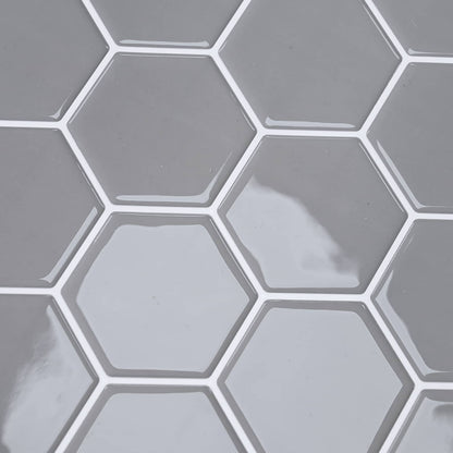 Hexagon Tile 50 pcs Grey 30 x 30 cm Polyurethane and PET