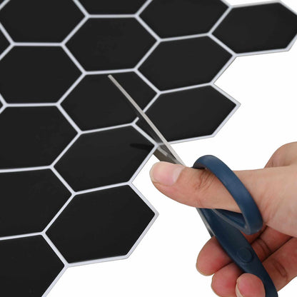 Hexagon Tile 10 pcs Black 30 x 30 cm Polyurethane and PET