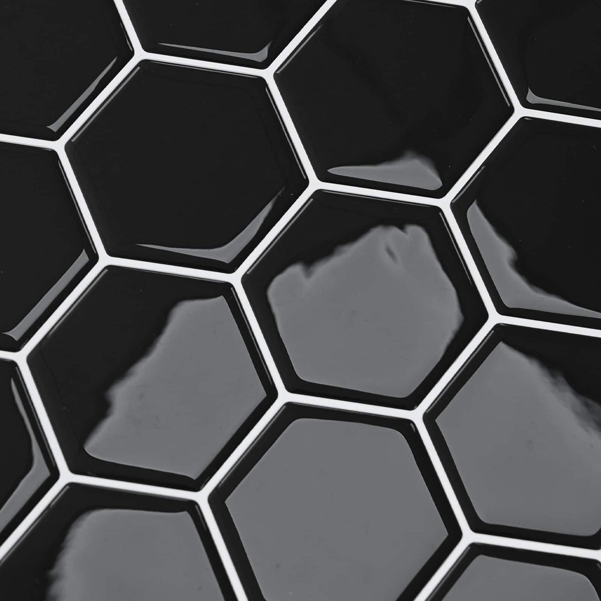 Hexagon Tile 10 pcs Black 30 x 30 cm Polyurethane and PET