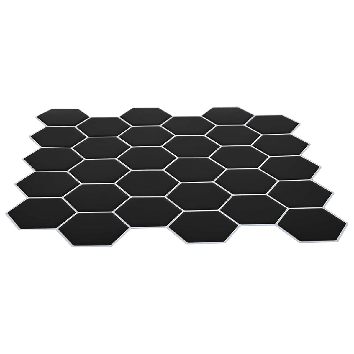 Hexagon Tile 10 pcs Black 30 x 30 cm Polyurethane and PET