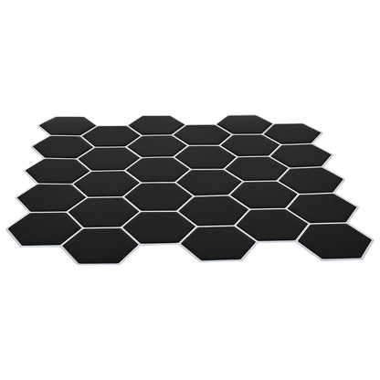 Hexagon Tile 10 pcs Black 30 x 30 cm Polyurethane and PET