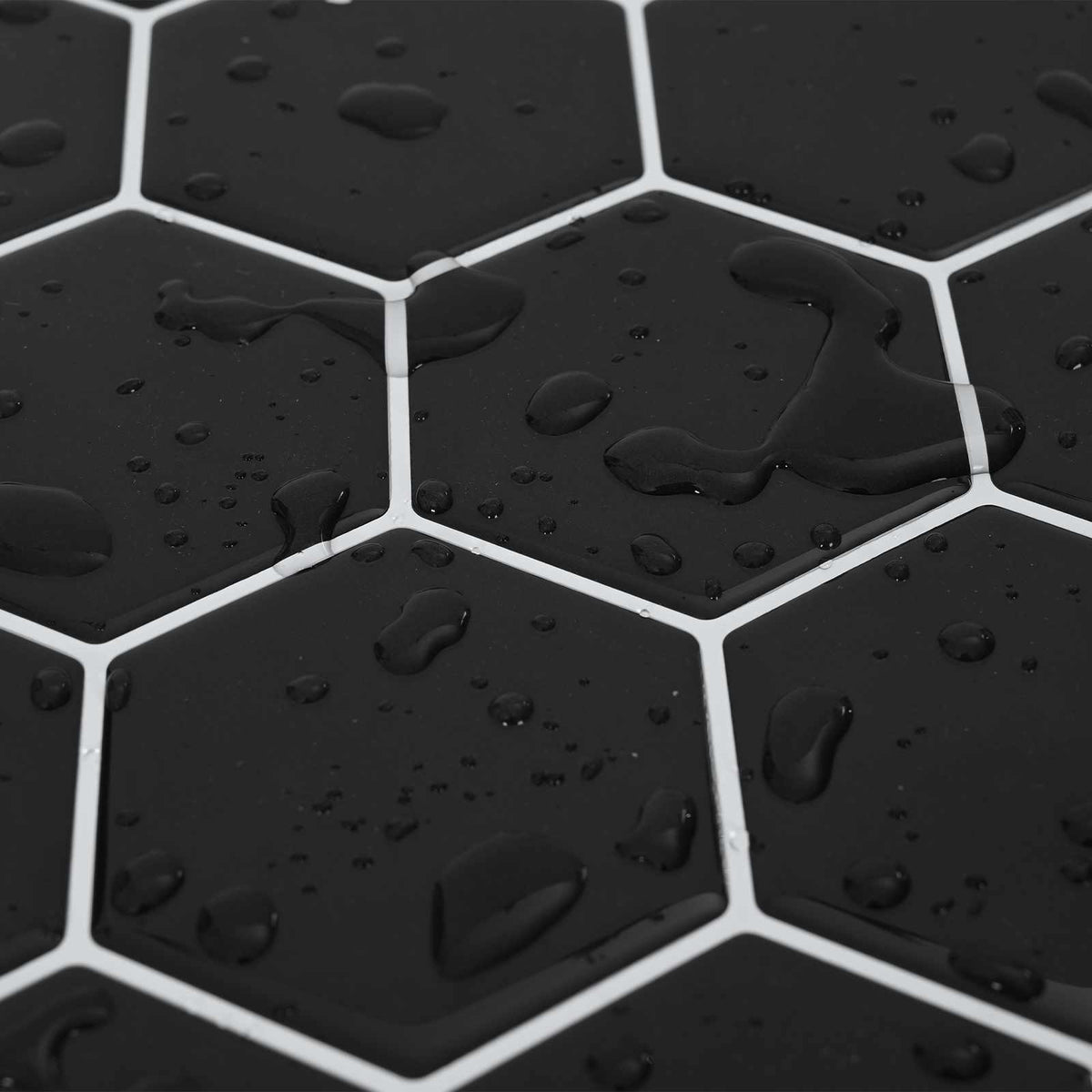 Hexagon Tile 20 pcs Black 30 x 30 cm Polyurethane and PET