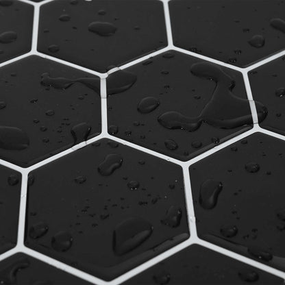 Hexagon Tile 20 pcs Black 30 x 30 cm Polyurethane and PET